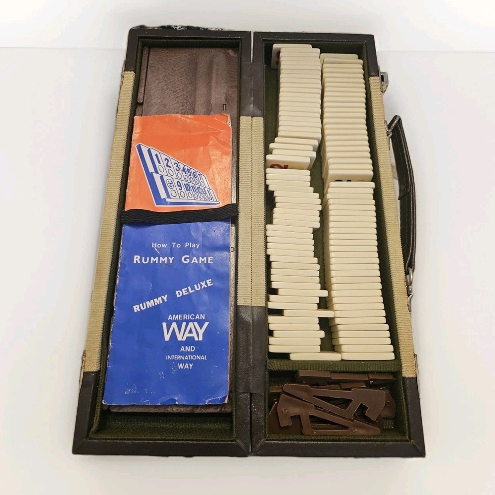 Vintage American Way Rummy Deluxe Tile Game Set with Case and Racks NOTE